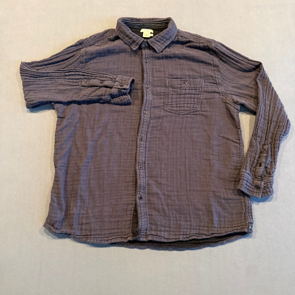 Carbon2Cobalt Men's XL Blue Gray Cotton Gauze Textured Button Down Shirt